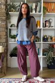 Sunday Morning 7/8 Barrel Pant Grey & Burgundy